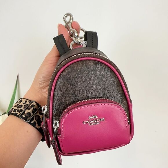 NWT Coach Mini Court Backpack Bag Charm In Signature Canvas - Picture 2 of 5